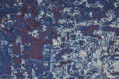 10' X 14' Blue Purple And Ivory Abstract Power Loom Stain Resistant Area Rug