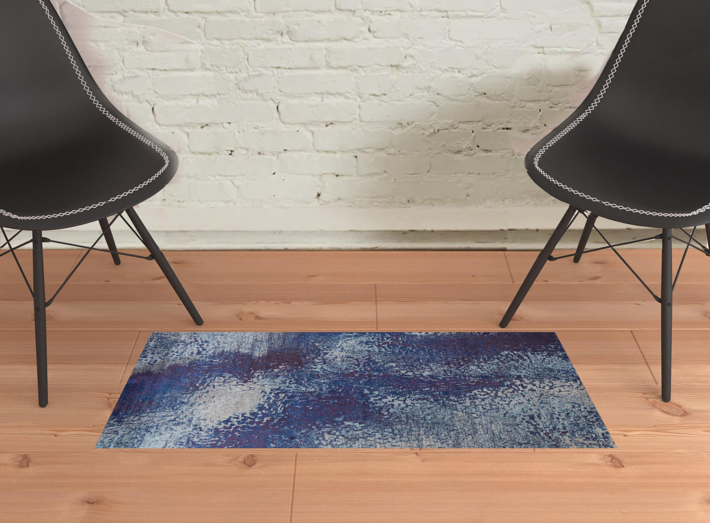 4' X 6' Blue Purple And Ivory Abstract Power Loom Stain Resistant Area Rug