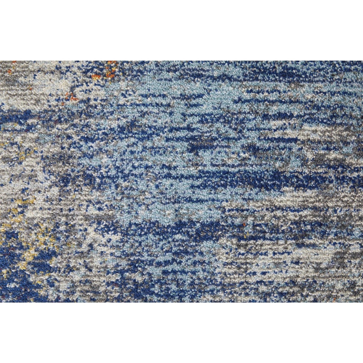 9' X 12' Ivory And Blue Abstract Power Loom Distressed Stain Resistant Area Rug