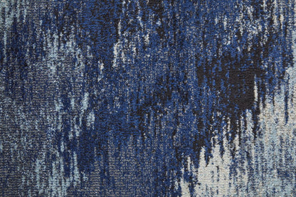 10' X 14' Blue And Ivory Abstract Power Loom Stain Resistant Area Rug