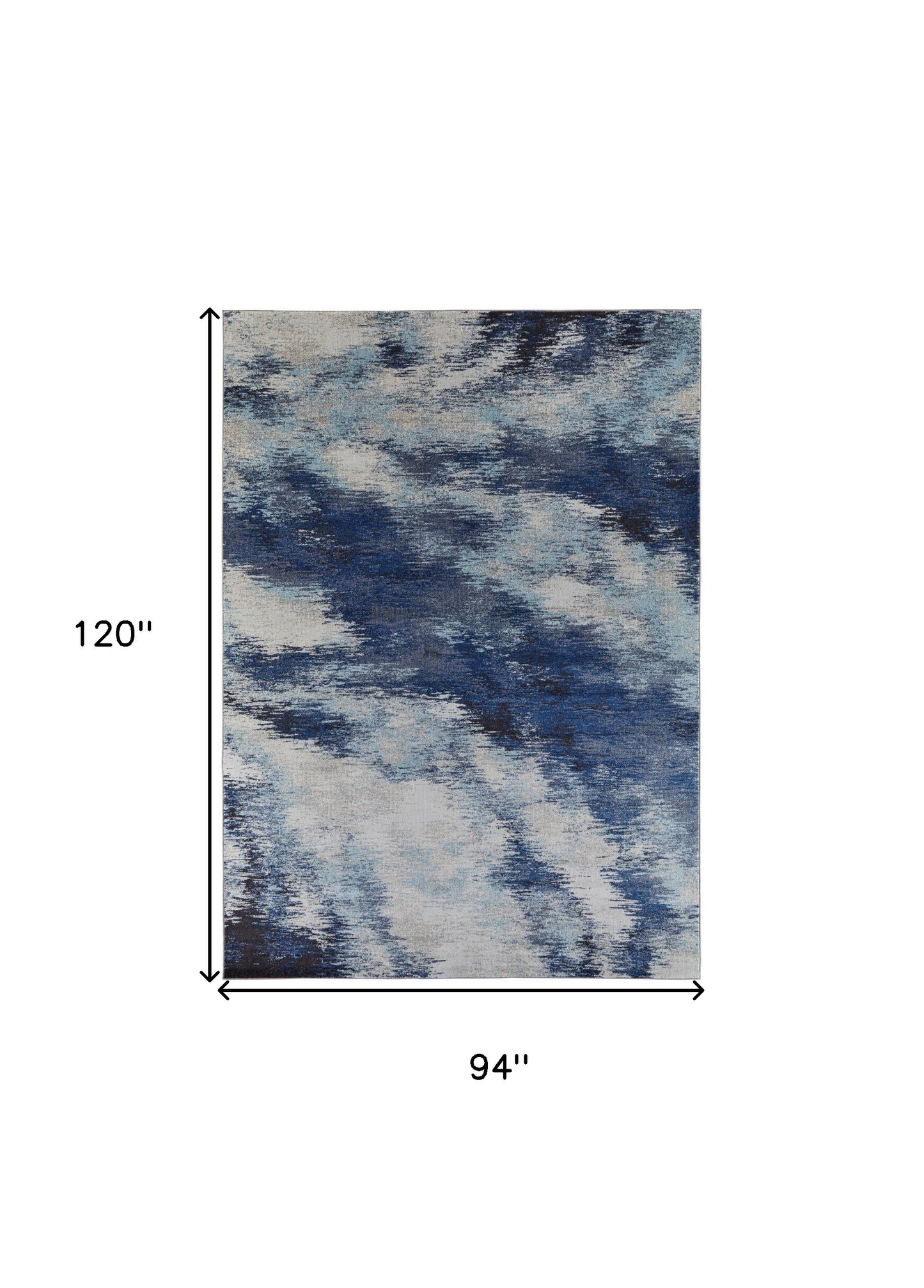 5' X 8' Blue And Ivory Abstract Power Loom Stain Resistant Area Rug