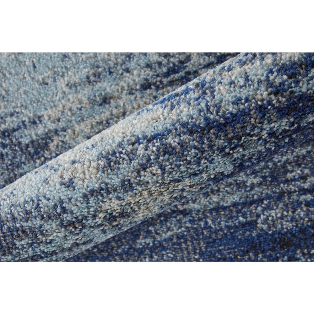 10' X 14' Blue And Ivory Abstract Power Loom Stain Resistant Area Rug