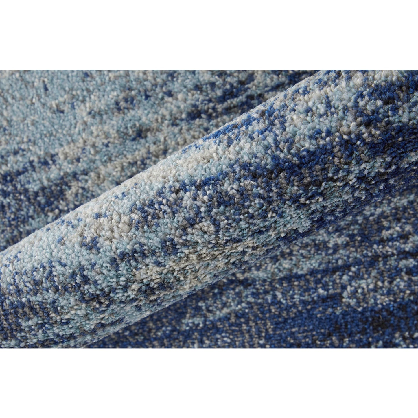 3' X 5' Blue And Ivory Abstract Power Loom Stain Resistant Area Rug