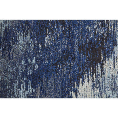 10' X 14' Blue And Ivory Abstract Power Loom Stain Resistant Area Rug