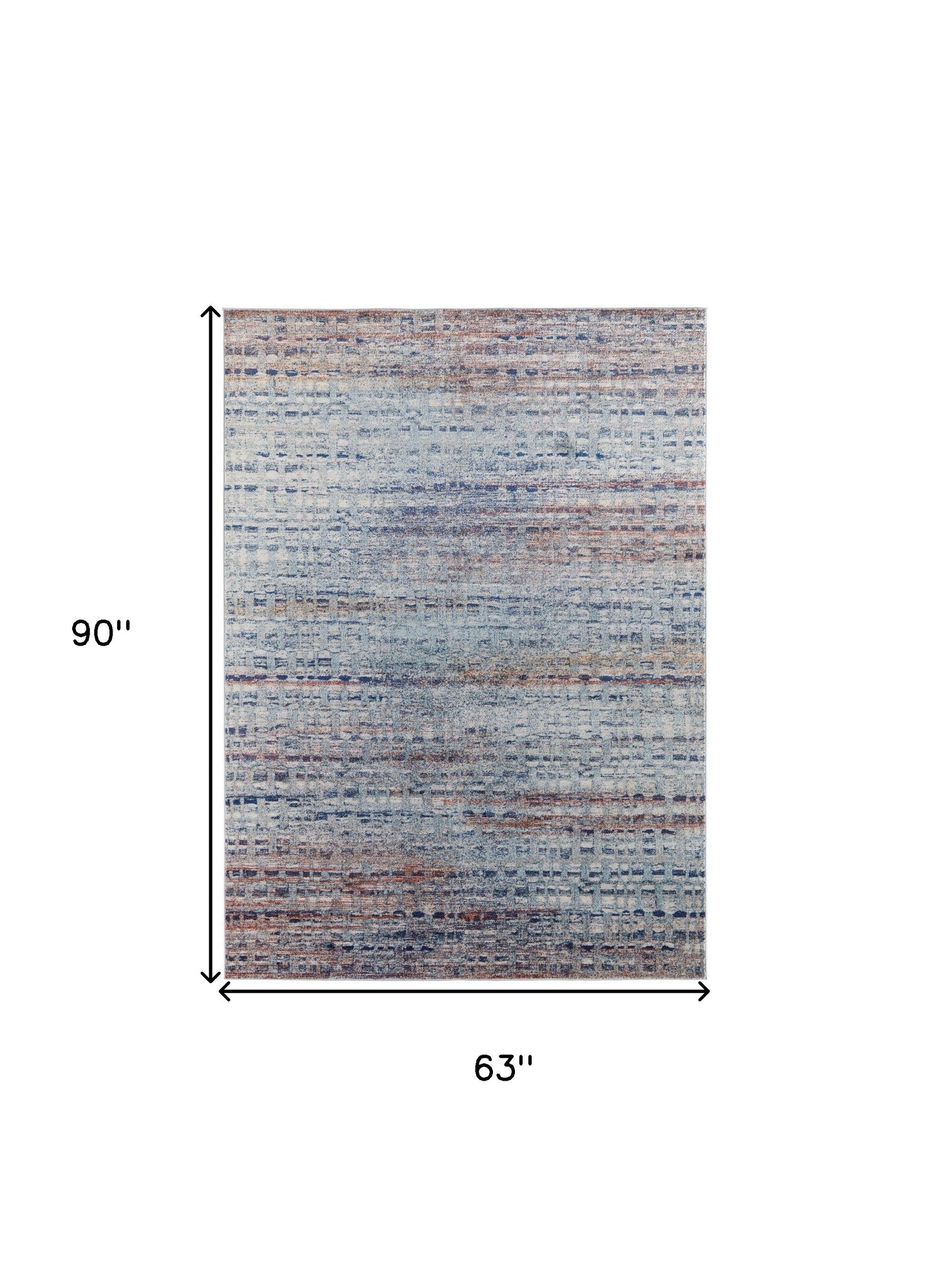 4' X 6' Blue Ivory And Orange Abstract Power Loom Stain Resistant Area Rug