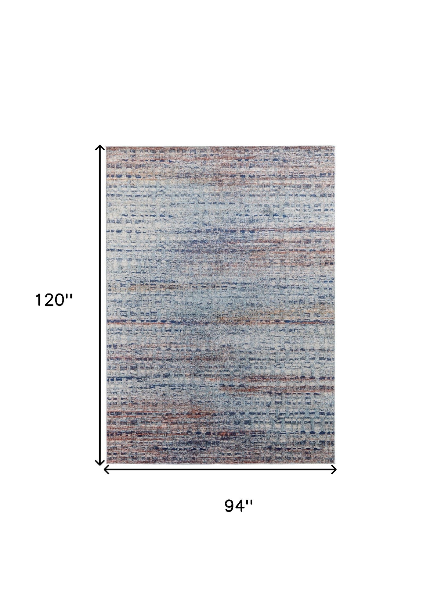 10' X 14' Blue Ivory And Orange Abstract Power Loom Stain Resistant Area Rug