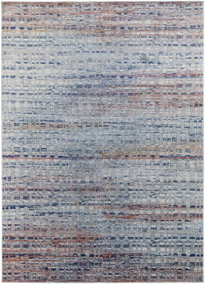 10' X 14' Ivory Blue And Orange Abstract Area Rug