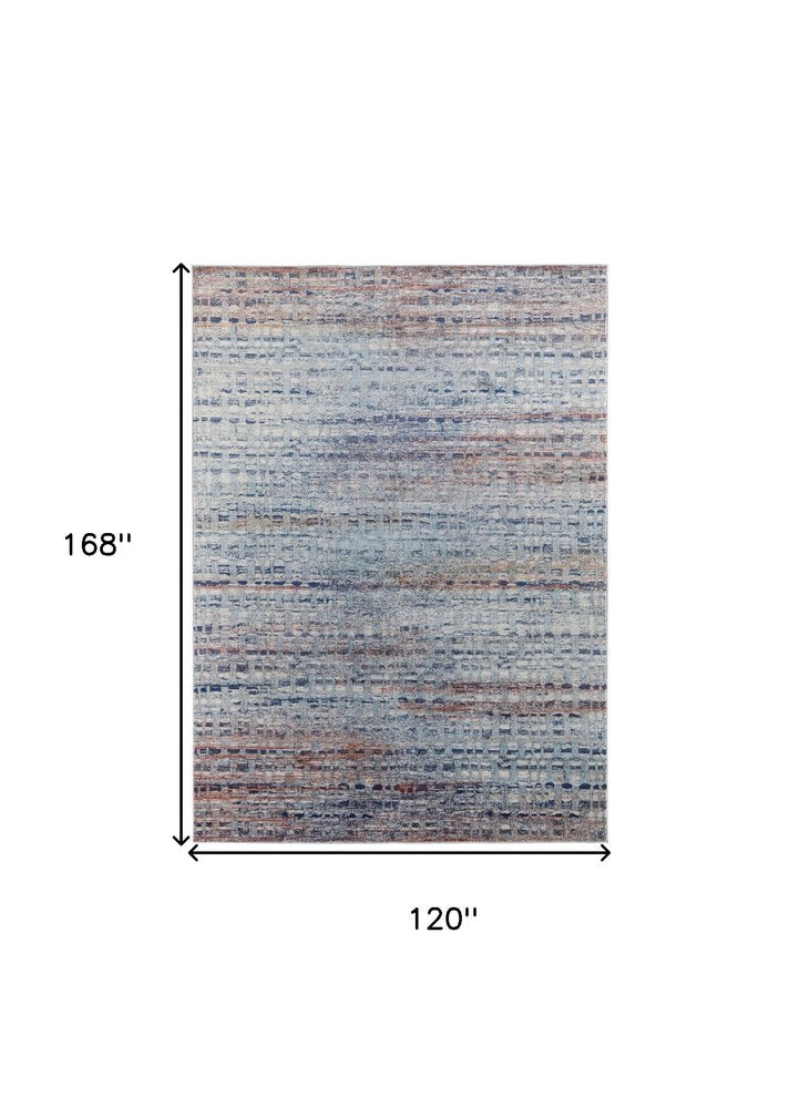 10' X 14' Ivory Blue And Orange Abstract Area Rug