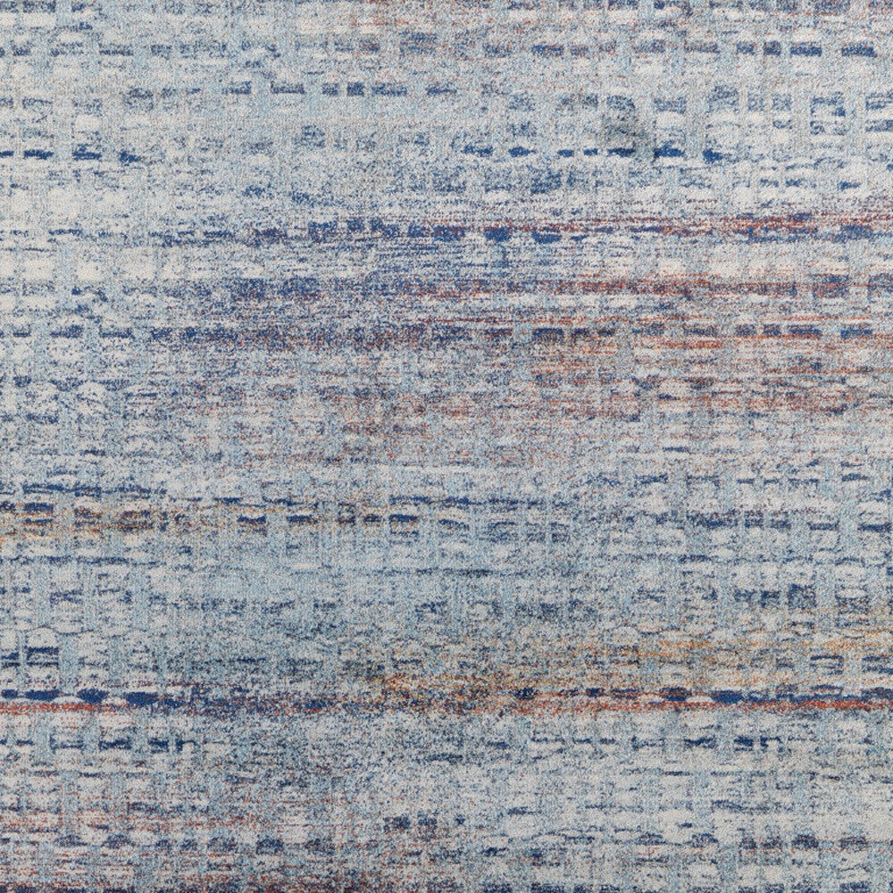 4' X 6' Blue Ivory And Orange Abstract Power Loom Stain Resistant Area Rug