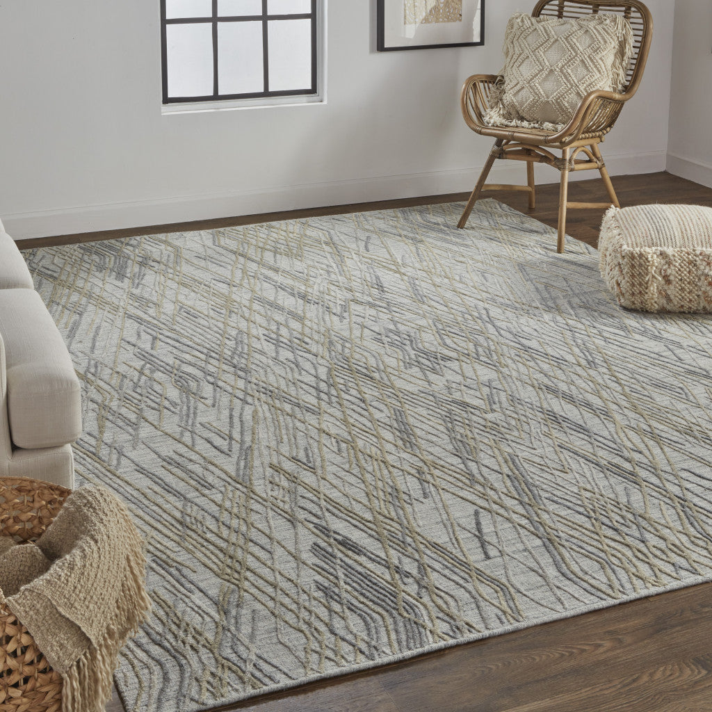 5' X 8' Gray And Ivory Abstract Hand Woven Area Rug