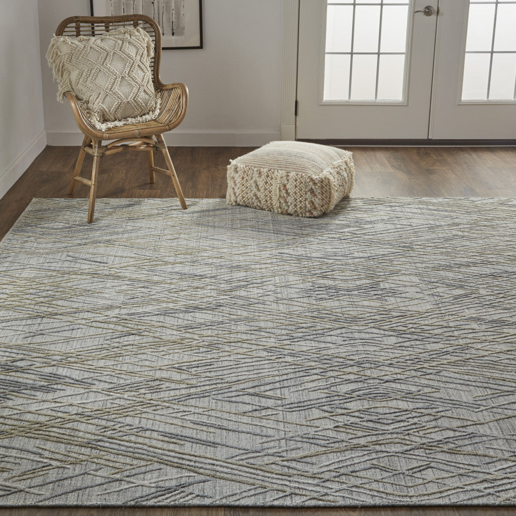 5' X 8' Gray And Ivory Abstract Hand Woven Area Rug