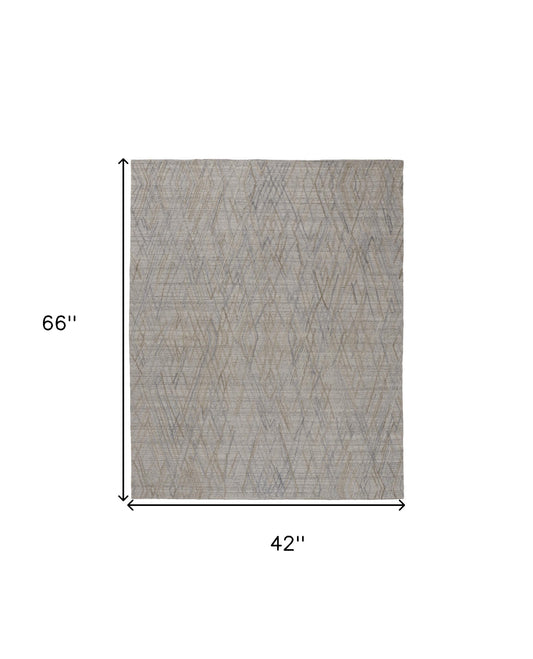 5' X 8' Gray And Ivory Abstract Hand Woven Area Rug