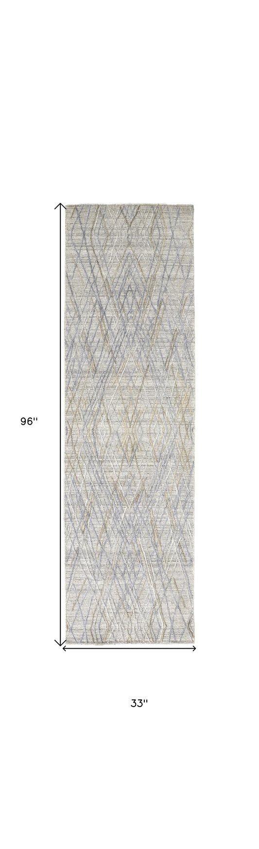 8' X 10' Gray And Blue Abstract Hand Woven Area Rug