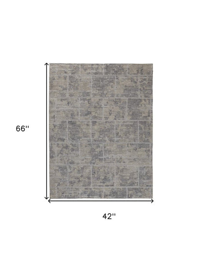 8' X 10' Gray And Ivory Abstract Hand Woven Area Rug
