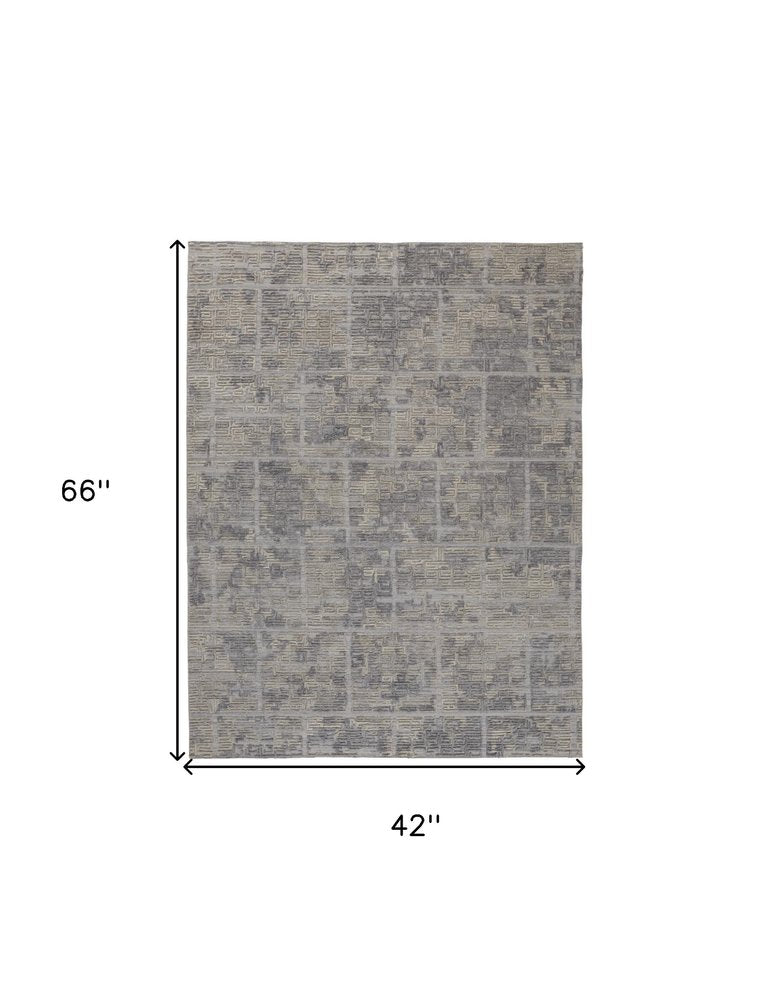 8' X 10' Gray And Ivory Abstract Hand Woven Area Rug