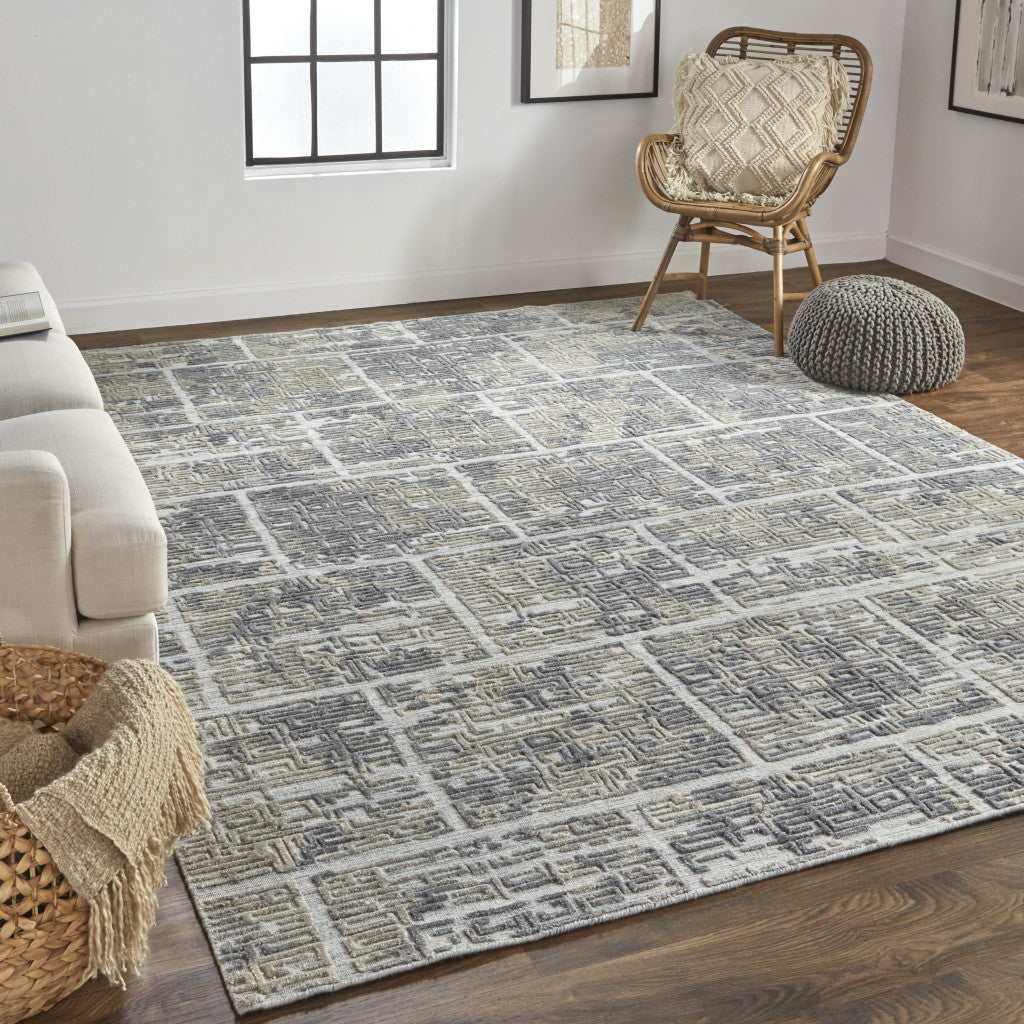 4' X 6' Gray and Ivory Abstract Hand Woven Area Rug