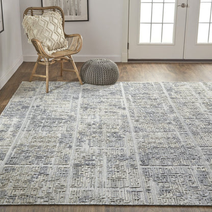 8' X 10' Gray And Ivory Abstract Hand Woven Area Rug