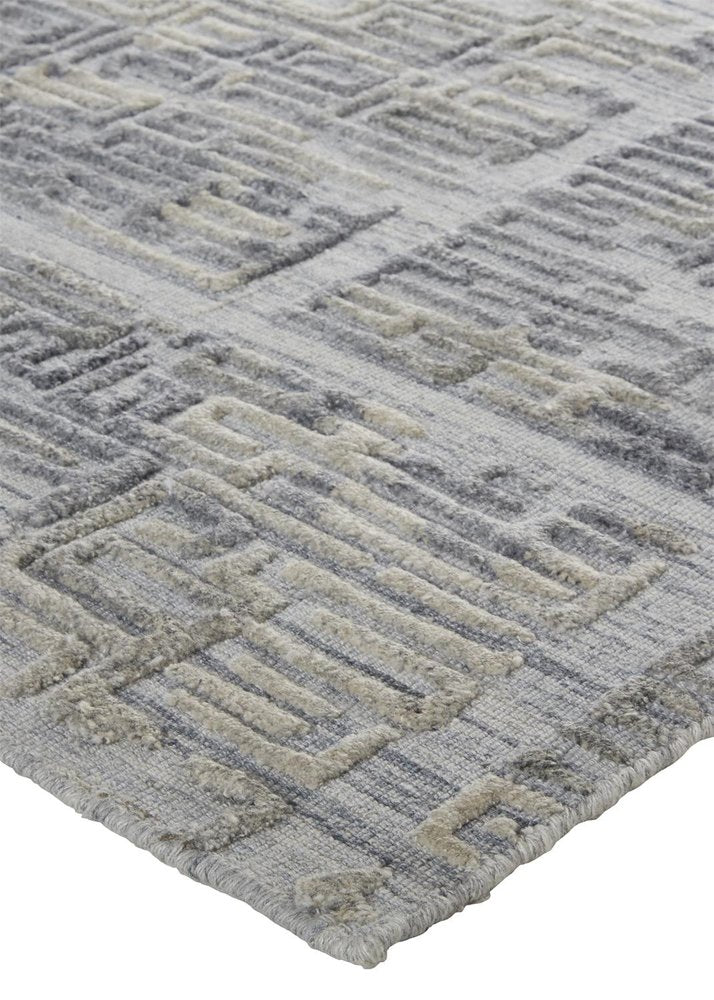 8' X 10' Gray And Ivory Abstract Hand Woven Area Rug