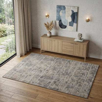 4' X 6' Gray and Ivory Abstract Hand Woven Area Rug