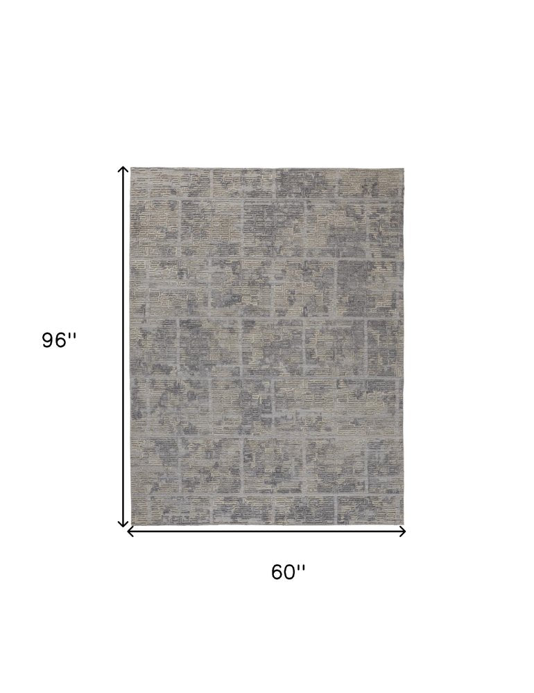 8' X 10' Gray And Ivory Abstract Hand Woven Area Rug