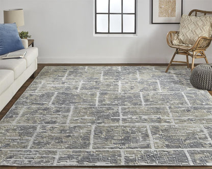 8' X 10' Gray And Ivory Abstract Hand Woven Area Rug