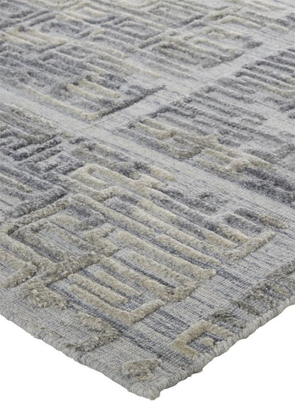8' X 10' Gray And Ivory Abstract Hand Woven Area Rug