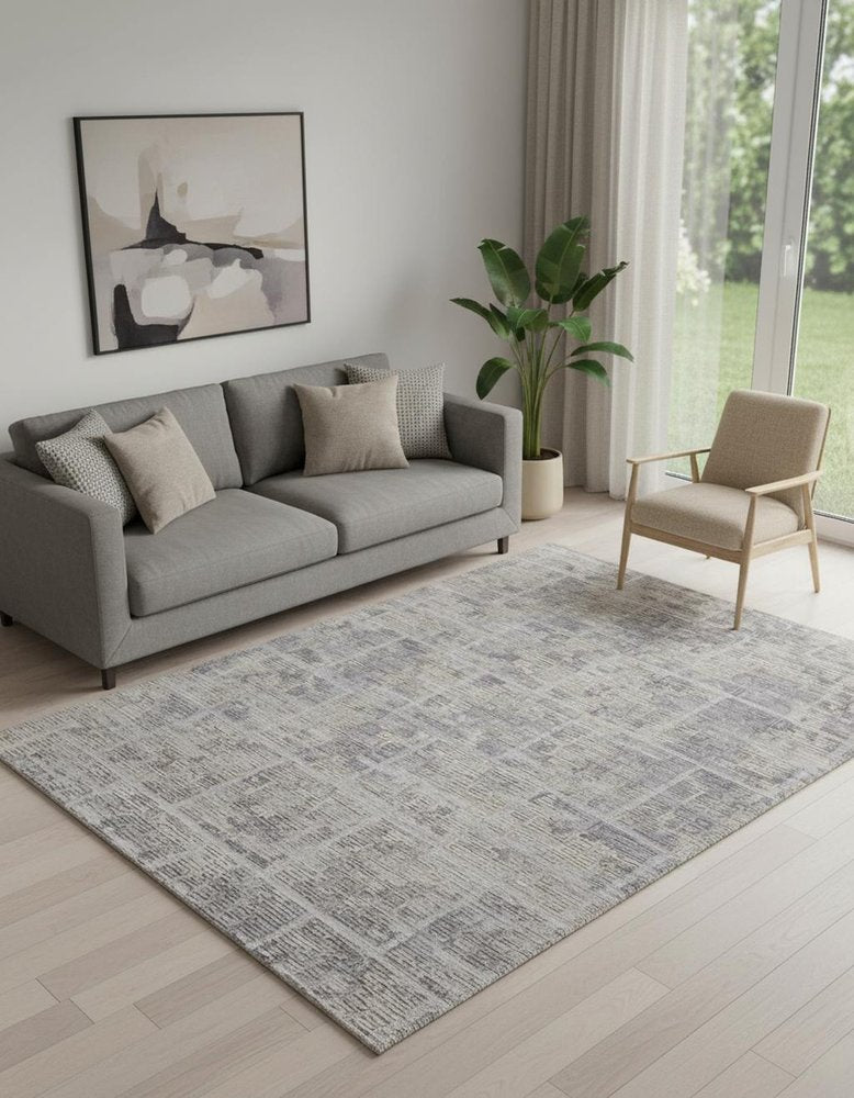 4' X 6' Gray and Ivory Abstract Hand Woven Area Rug