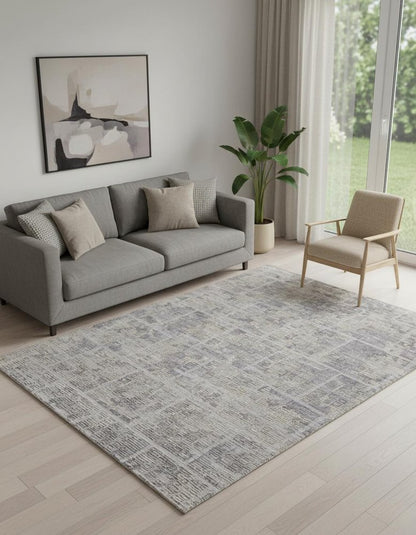 4' X 6' Gray and Ivory Abstract Hand Woven Area Rug