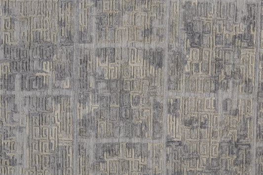 4' X 6' Gray and Ivory Abstract Hand Woven Area Rug