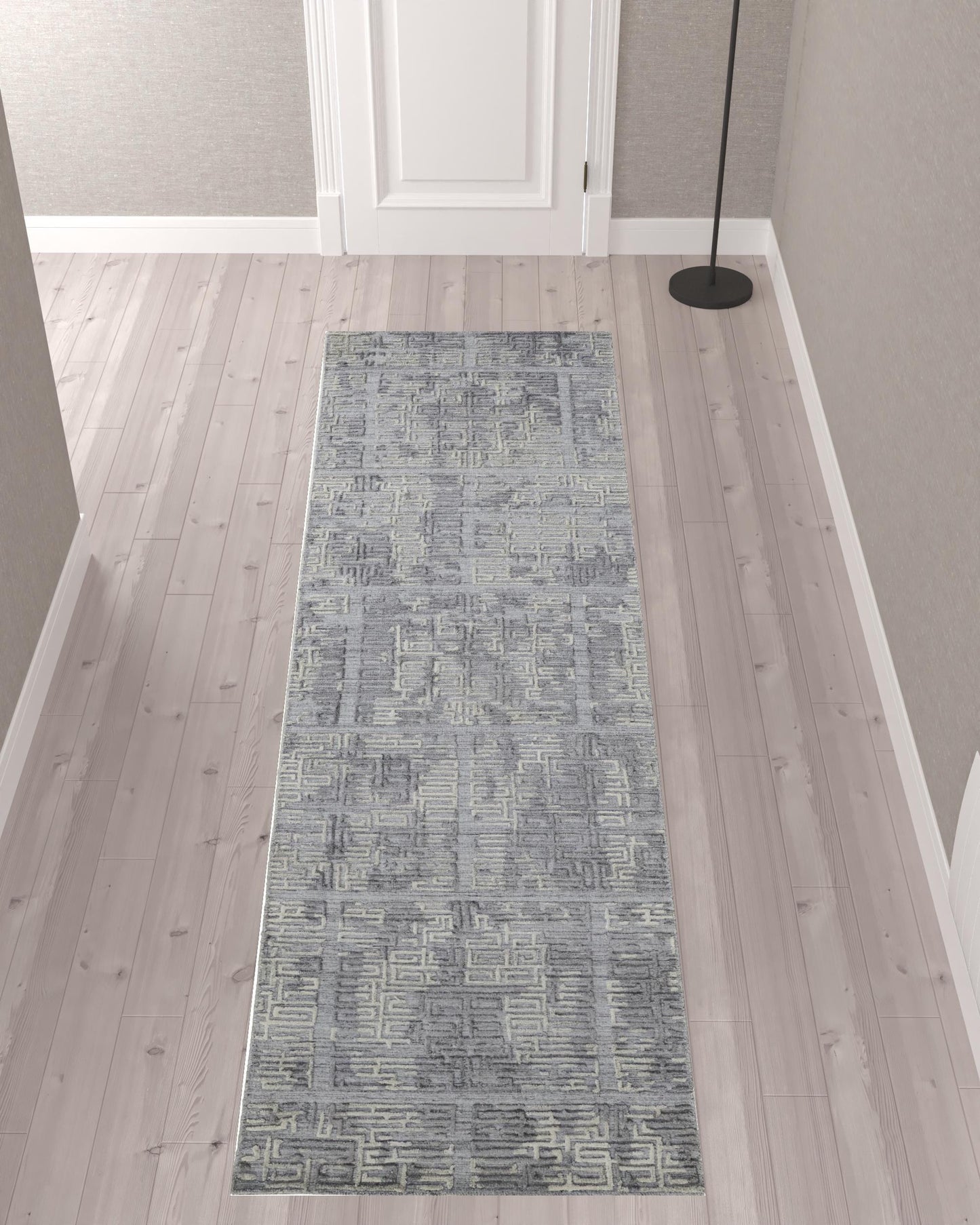 2' X 3' Gray And Ivory Abstract Hand Woven Area Rug