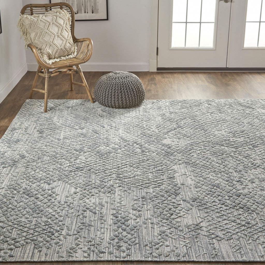 5' X 8' Gray Abstract Hand Woven Area Rug