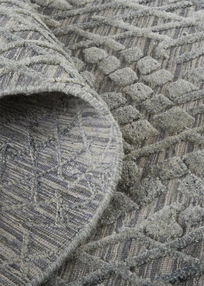 12' X 15' Gray Abstract Hand Woven Area Rug