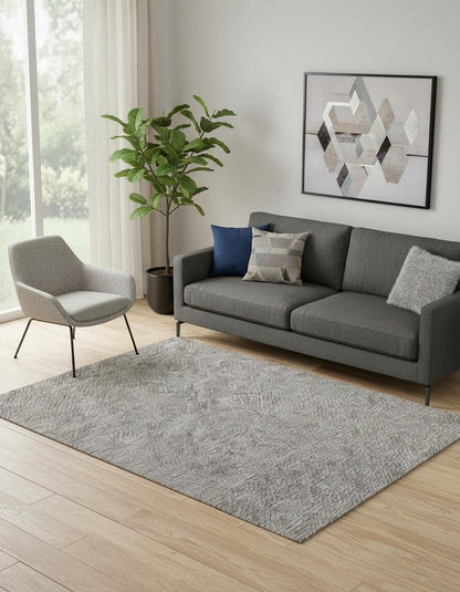 5' X 8' Gray Abstract Hand Woven Area Rug