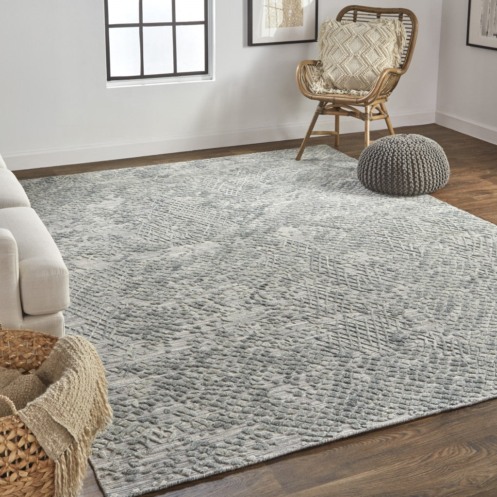 5' X 8' Gray Abstract Hand Woven Area Rug