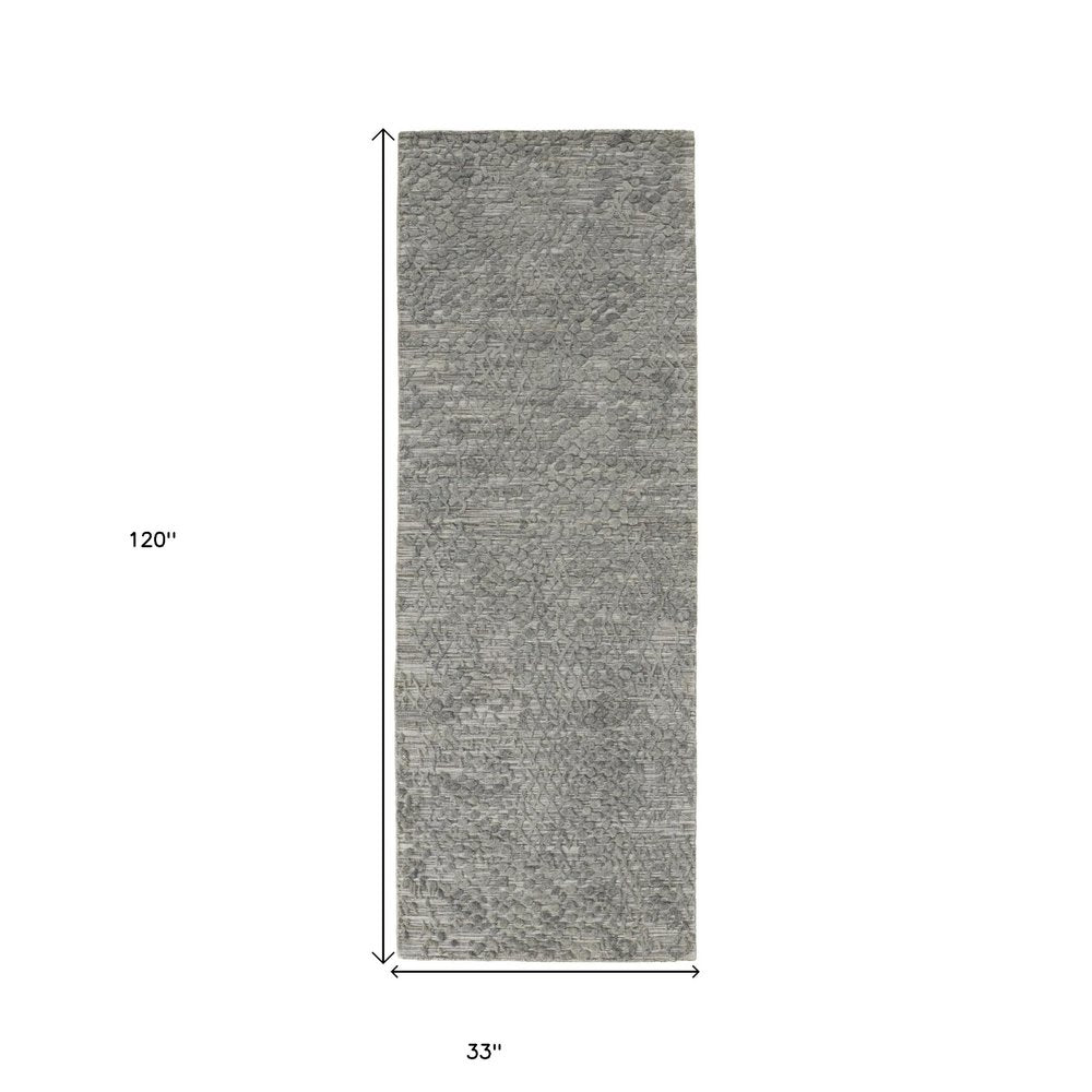 12' X 15' Gray Abstract Hand Woven Area Rug