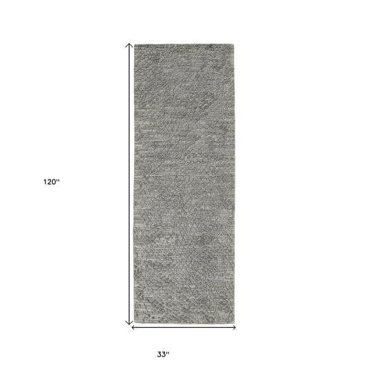 5' X 8' Gray Abstract Hand Woven Area Rug