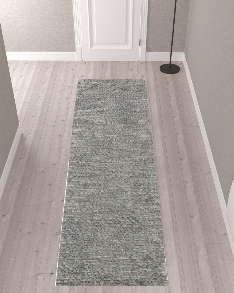 12' X 15' Gray Abstract Hand Woven Area Rug