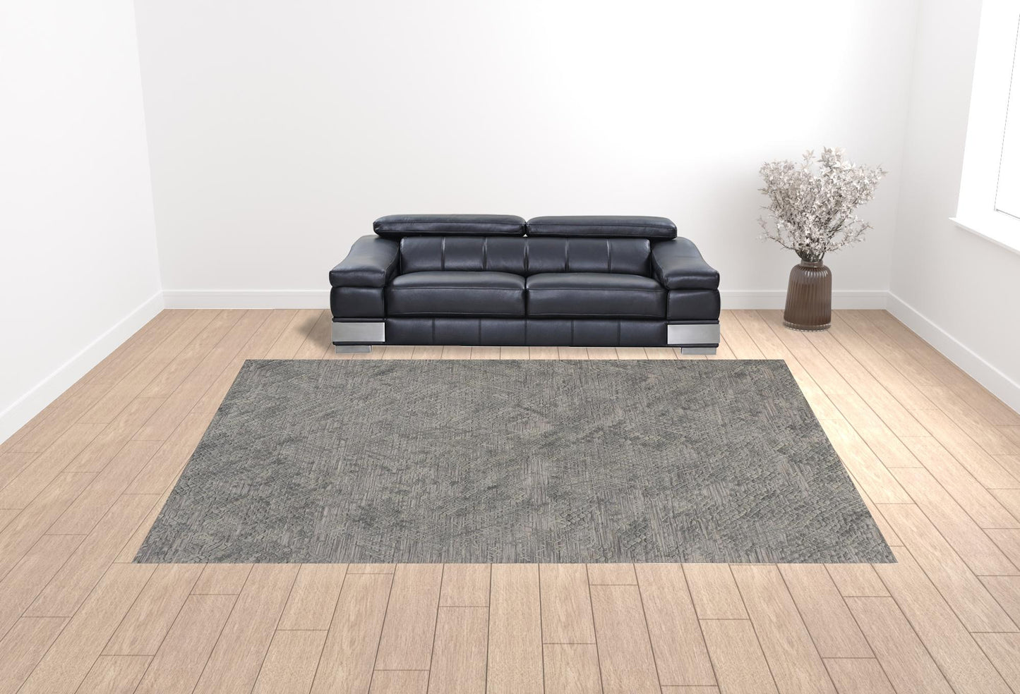 5' X 8' Gray Abstract Hand Woven Area Rug