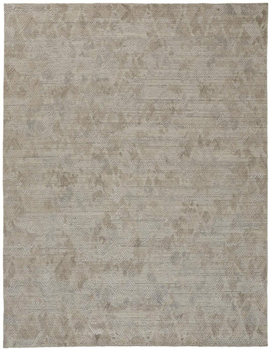 10' Taupe And Gray Abstract Hand Woven Runner Rug