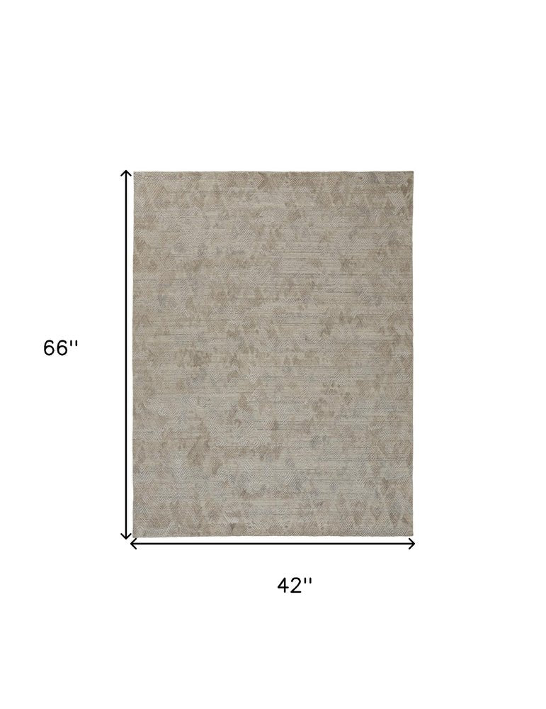 10' Taupe And Gray Abstract Hand Woven Runner Rug