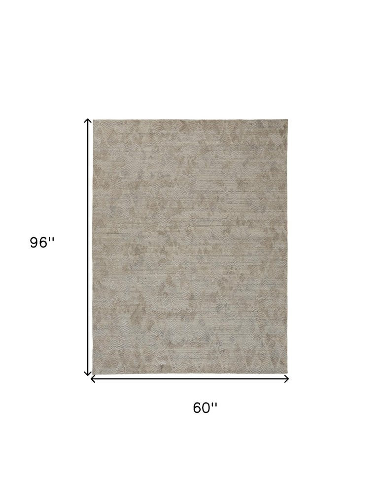 5' X 8' Taupe And Gray Abstract Hand Woven Area Rug