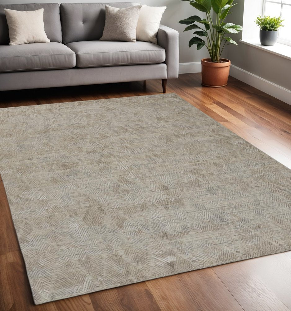 9' X 12' Taupe And Gray Abstract Hand Woven Area Rug