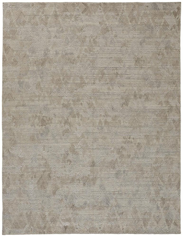 8' Gray And Taupe Abstract Hand Woven Runner Rug