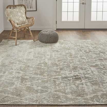 5' X 8' Taupe And Gray Abstract Hand Woven Area Rug