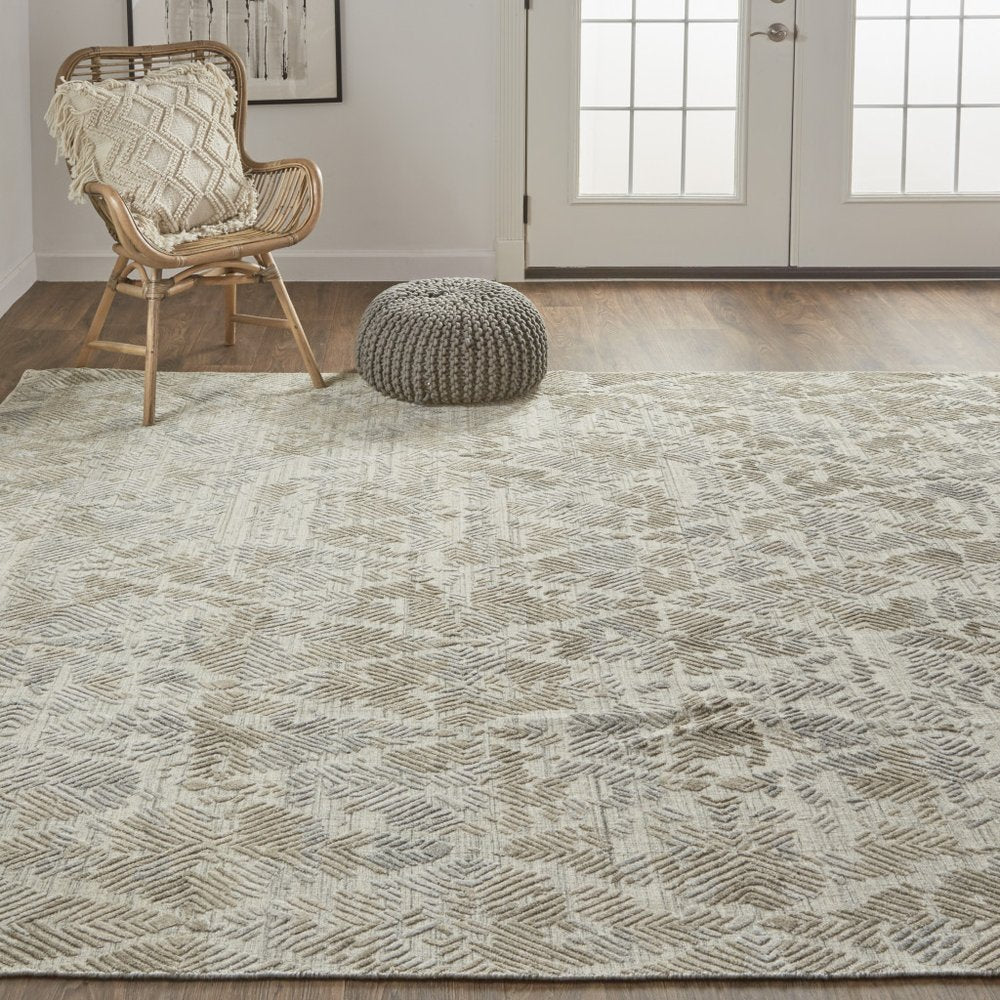 5' X 8' Taupe And Gray Abstract Hand Woven Area Rug