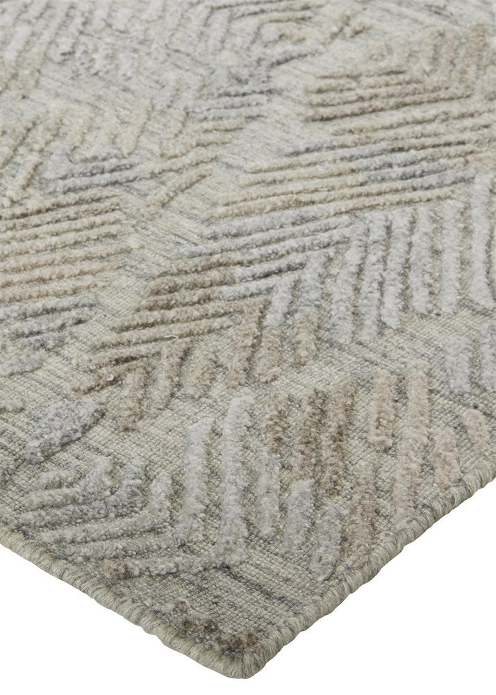 10' Taupe And Gray Abstract Hand Woven Runner Rug