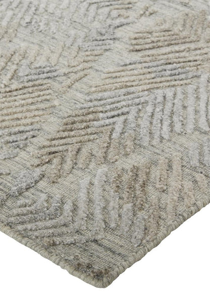 10' Taupe And Gray Abstract Hand Woven Runner Rug