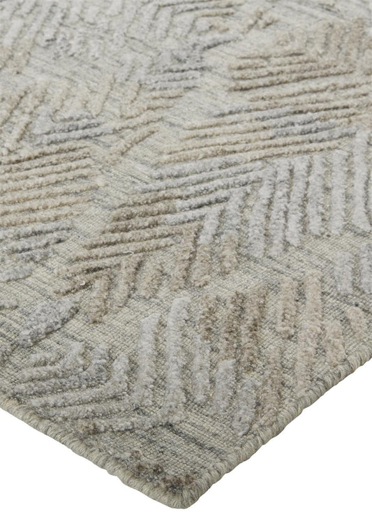 4' X 6' Gray And Taupe Abstract Hand Woven Area Rug