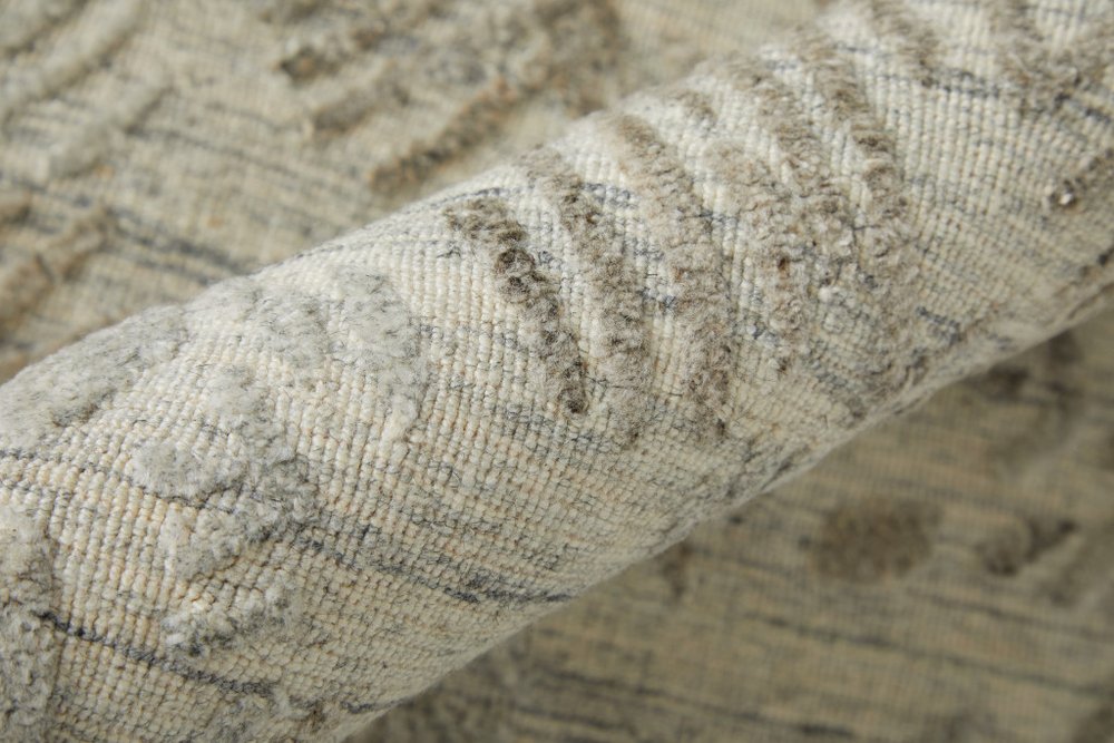 10' Taupe And Gray Abstract Hand Woven Runner Rug