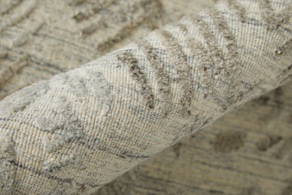 10' Taupe And Gray Abstract Hand Woven Runner Rug